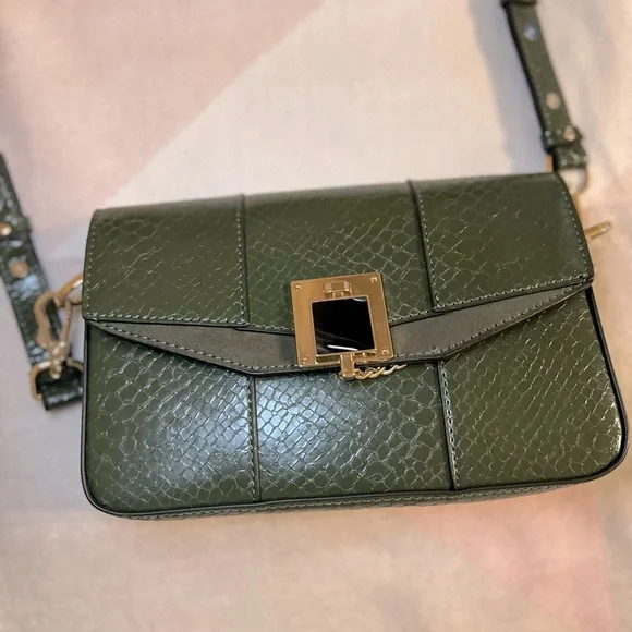 Topshop Women’s Drak Green Leather Crossbody Bag With Strap